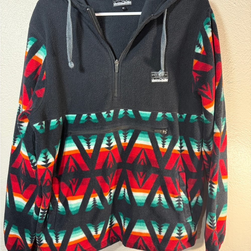 Free Nature Southwest Aztec Fleece Pullover Hoodie – Men’s M